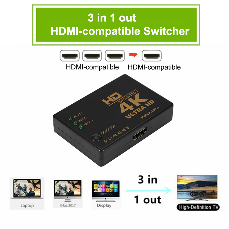 3 in 1 HDMI 호환 스위치 4K 스위처 출력 H - Esports Gaming Hub 리뷰 및 가격
