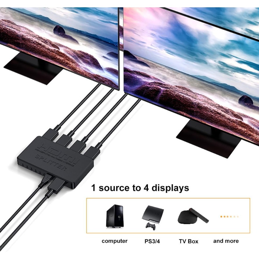 4K HDMI 분배기 1 in 4 허브 출력 풀 HD  - Esports Gaming Hub 리뷰 및 가격